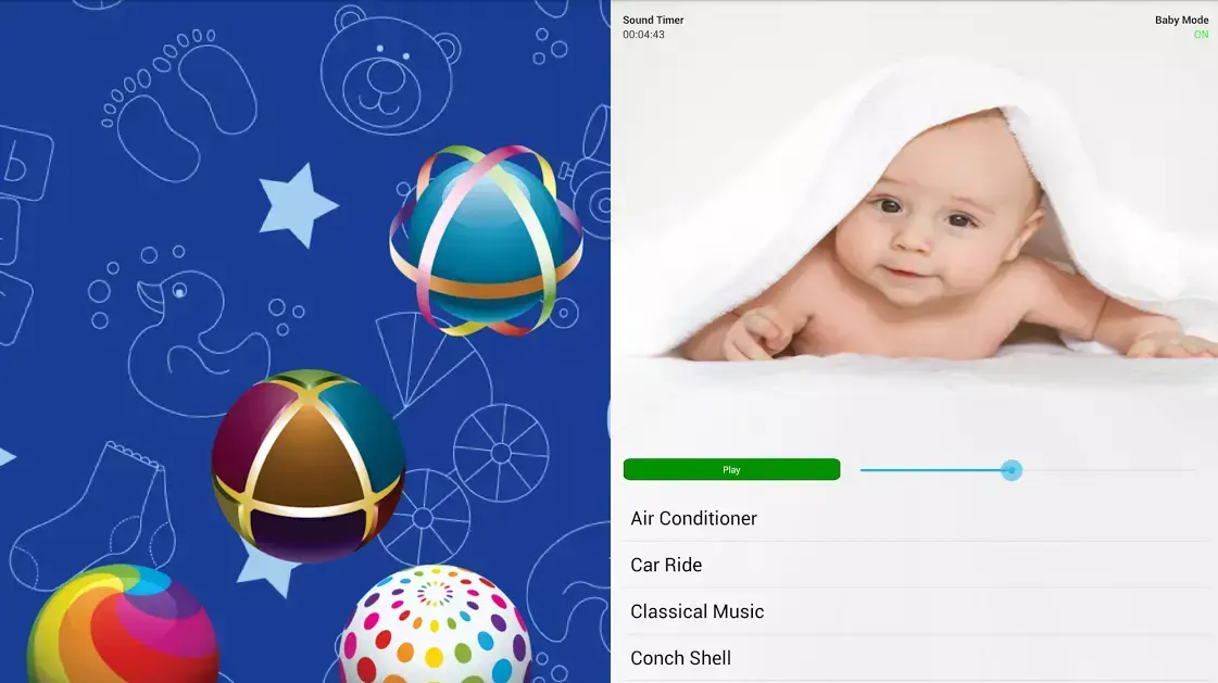 צילום מסך של אפלקיציית רעש לבן לתינוקות צילום מסך של אפלקיציית רעש לבן לתינוקות