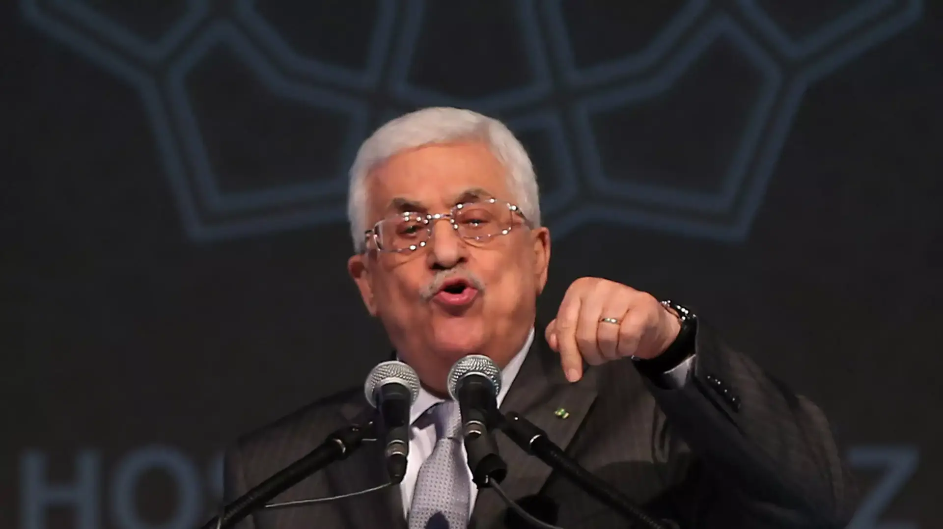יו"ר הרשות, אבו מאזן, במהלך נאום שנשא בטורקיה, 18 ביולי 2014