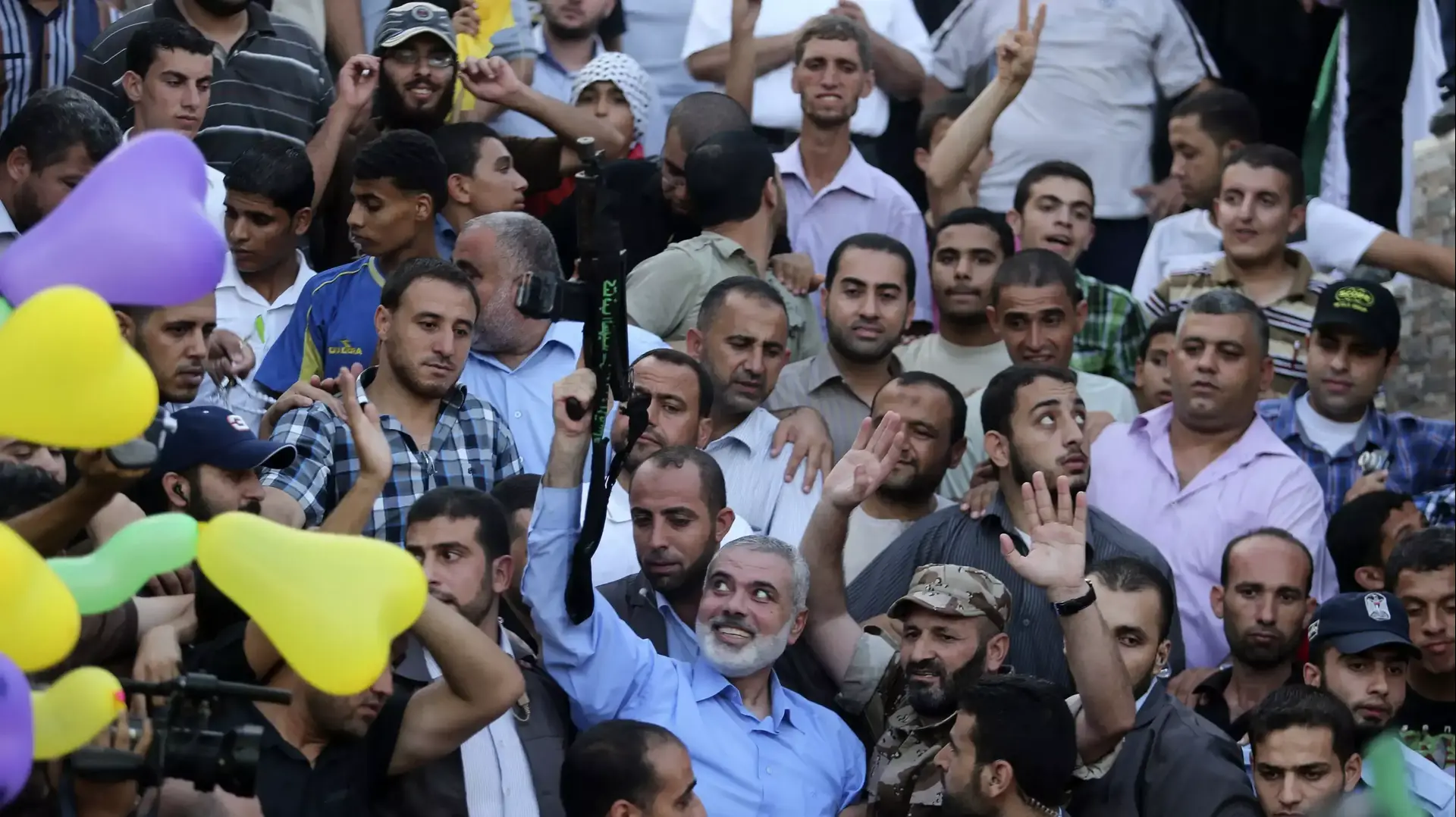 איסמעיל הניה שיצא מהבונקר בעזה אחרי מבצע צוק איתן. אוגוסט 2014