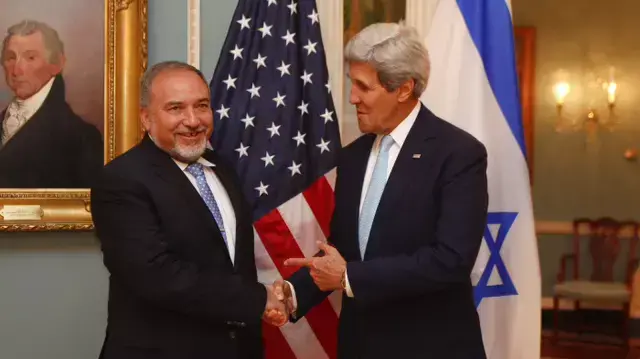 פגישת אביגדור ליברמן וג'ון קרי בוושינגטון. ספטמבר 2014