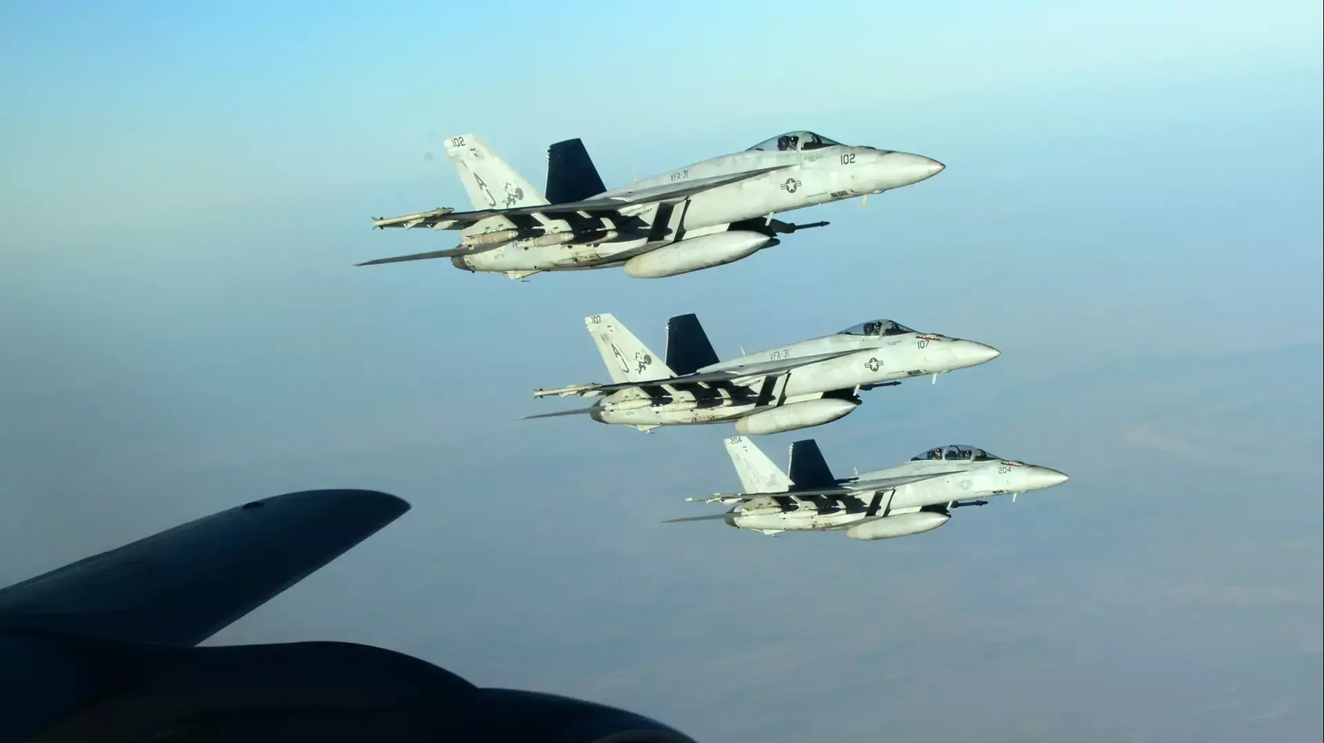 מטוסי  F-18E של צבא ארצות הברית שהשתתפו בתקיפה נגד דאעש בסוריה