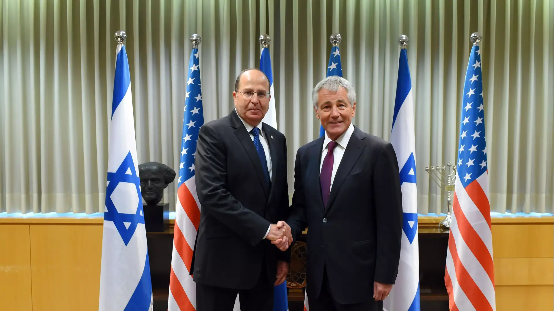 שר הביטחון משה יעלון ושר ההגנה האמריקני צ'אק הייגל שר הביטחון משה יעלון ושר ההגנה האמריקני צ'אק הייגל