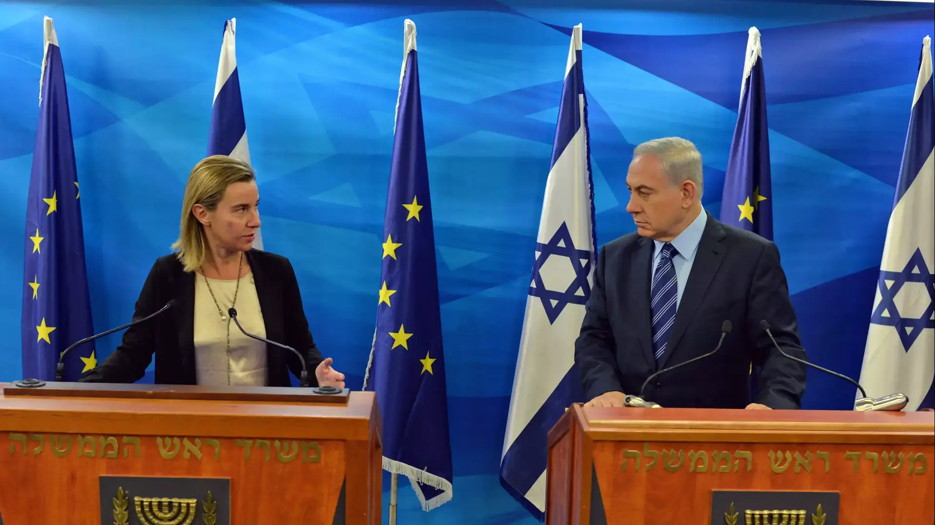 ראש הממשלה בנימין נתניהו ושרת החוץ של האיחוד האירופי פדריקה מוגריני, נובמבר 2014 ראש הממשלה בנימין נתניהו ושרת החוץ של האיחוד האירופי פדריקה מוגריני, נובמבר 2014