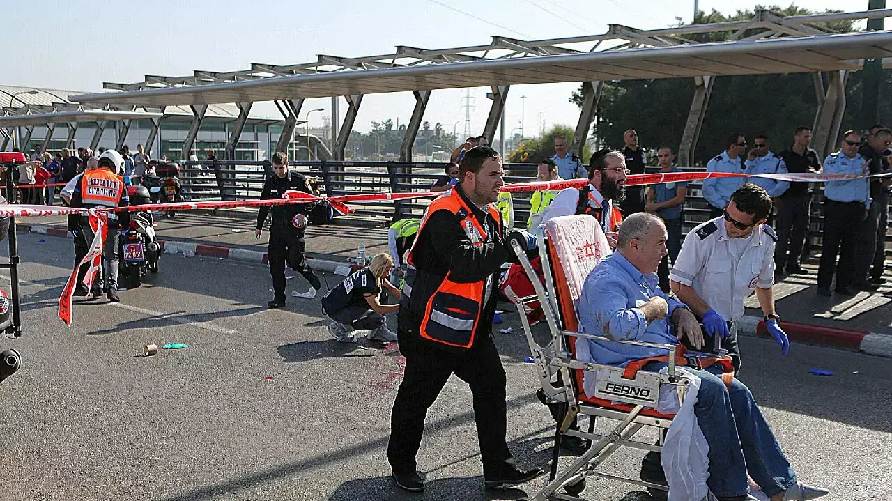 זירת הדקירה בתחנת רכבת ההגנה, תל אביב זירת הדקירה בתחנת רכבת ההגנה, תל אביב