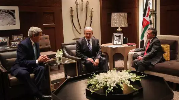 פגישת קרי נתניהו ועבדאללה בעמאן פגישת קרי נתניהו ועבדאללה בעמאן