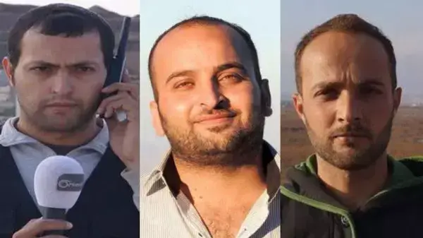 סאלם חליל, ראמי עאסמי ויוסף אל-דווס - עיתונאי ערוץ ?אוריינט? שנהרגו בסוריה מפגיעת טיל. דצמבר 2014 סאלם חליל, ראמי עאסמי ויוסף אל-דווס - עיתונאי ערוץ ?אוריינט? שנהרגו בסוריה מפגיעת טיל. דצמבר 2014