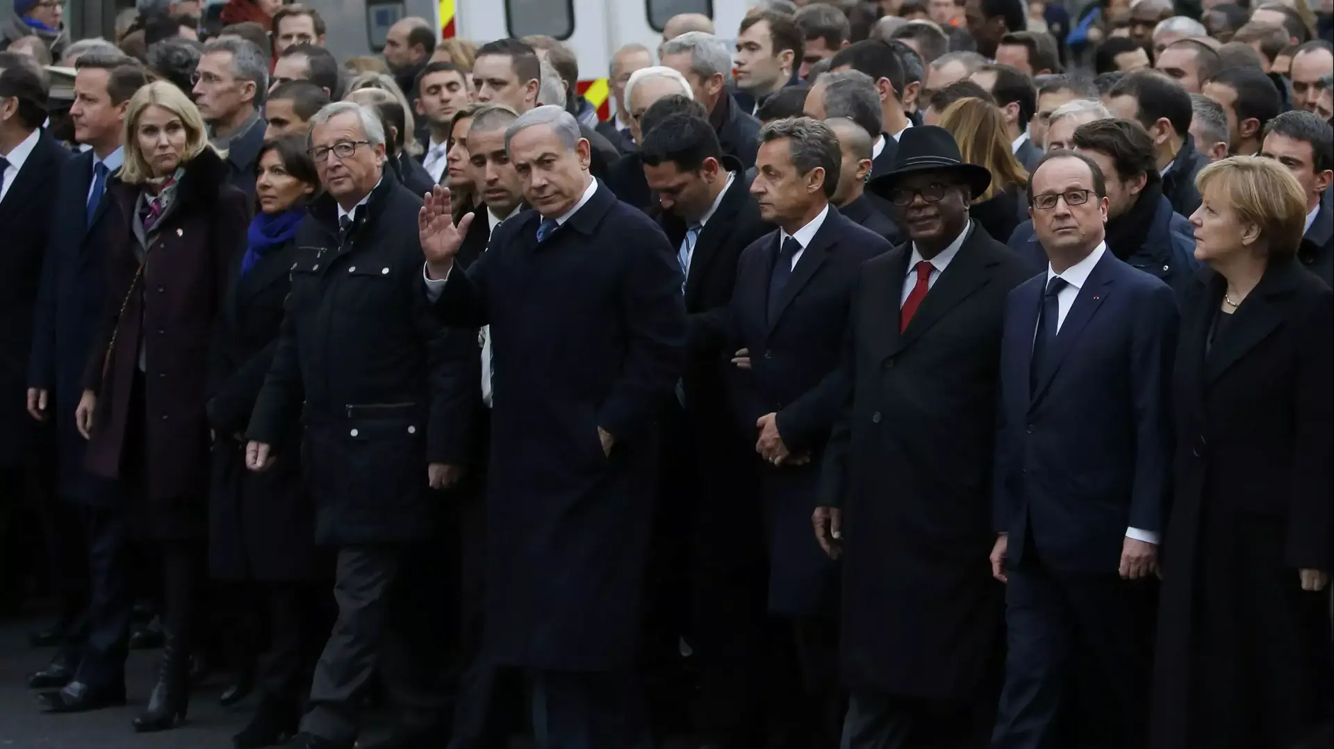 מנהיגים בראש הצעדה נגד הטרור בצרפת, פריז