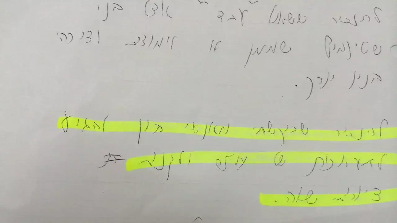 הפתק ששולה זקן כתבה במהלך משפט טלנסקי הפתק ששולה זקן כתבה במהלך משפט טלנסקי