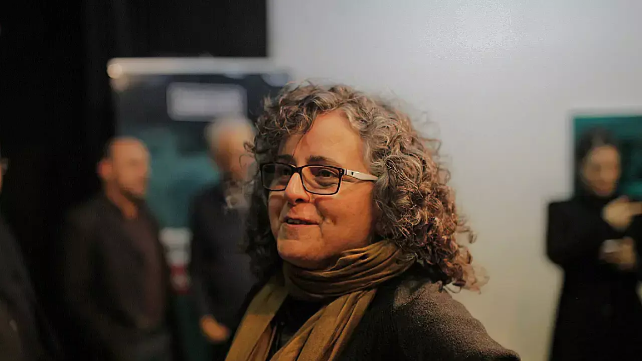 עאידה תומא במסיבת עיתונאים של הרשימה המשותפת, תל אביב. פברואר 2015