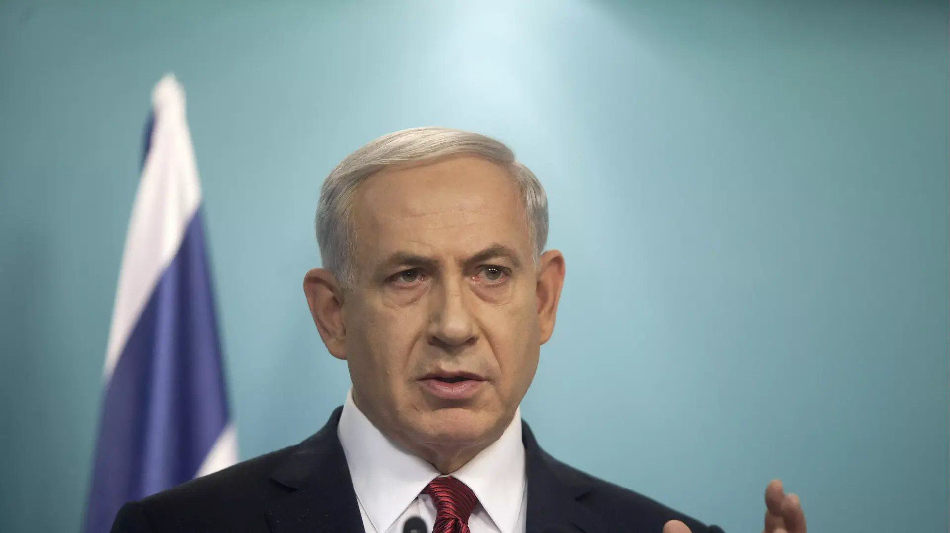 בנימין נתניהו דובר במסיבת עיתונאים לאחר פיגוע טרור בבית כנסת בירושלים, ירושלים, 18 נובמבר 2014