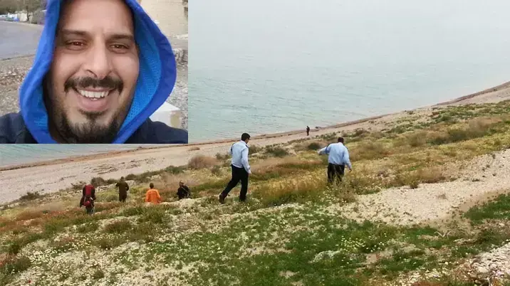 כוחות החילוץ והמשטרה באזור בו נמצאה גופתו של שי יעקב נועם בחוף אבנת בים המלח, פברואר 2015