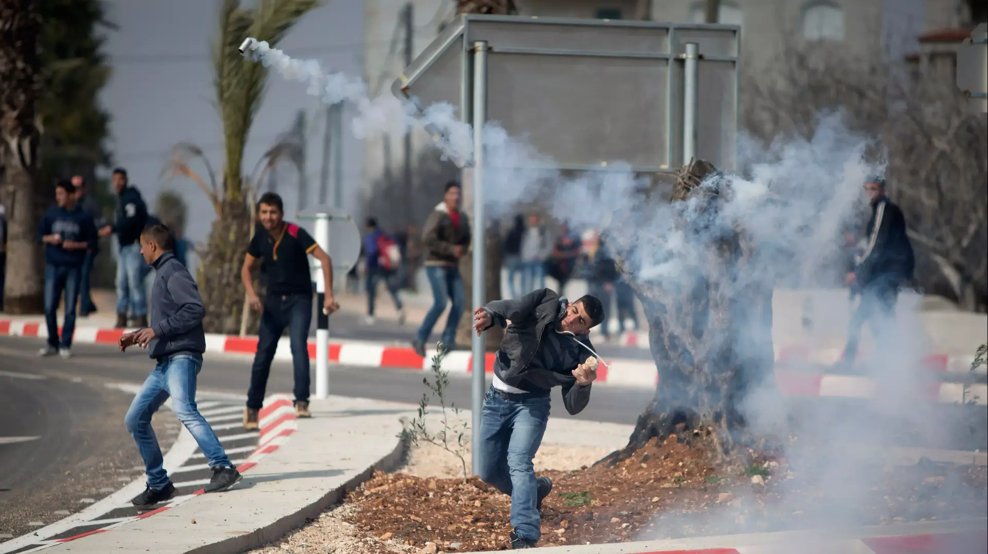 פלסטינים מיידים אבנים באזור סילוואד, פברואר 2015 פלסטינים מיידים אבנים באזור סילוואד, פברואר 2015