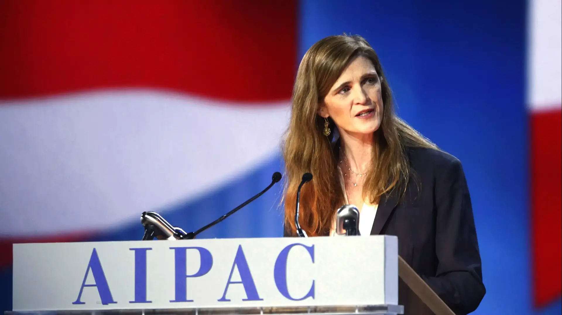 שגרירת ארצות הברית באו"ם סמנתה פאוור במהלך ועידת איפא"ק, 02 במרץ 2015 שגרירת ארצות הברית באו"ם סמנתה פאוור במהלך ועידת איפא"ק, 02 במרץ 2015