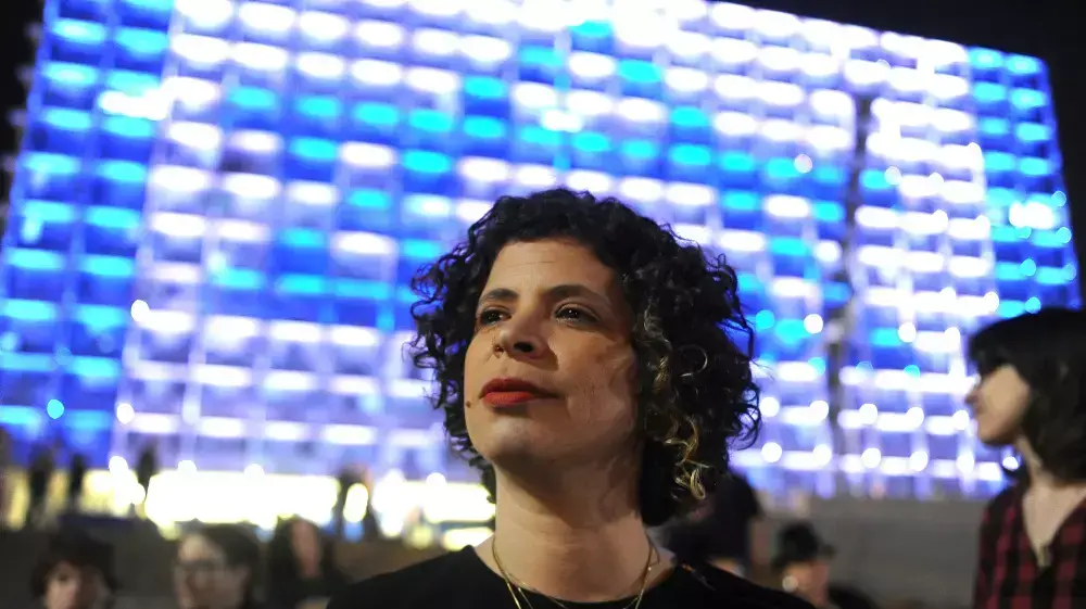 מיכל קסטן קידר בעצרת להחלפת השלטון בכיכר רבין, 7 במרץ 2015
