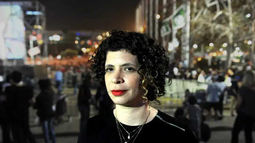 מיכל קסטן קידר בעצרת להחלפת השלטון בכיכר רבין, 7 במרץ 2015