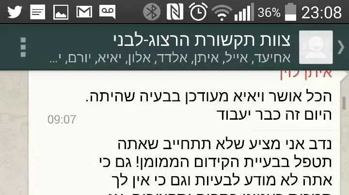התכתבות במהלך הקמפיין של המחנה הציוני. מרץ 2015 התכתבות במהלך הקמפיין של המחנה הציוני. מרץ 2015