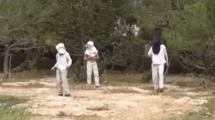 מתנחלים מחוות מעון שבדרום הר חברון מיידים אבנים לעבר פעילי שמאל, מרץ 2015 מתנחלים מחוות מעון שבדרום הר חברון מיידים אבנים לעבר פעילי שמאל, מרץ 2015