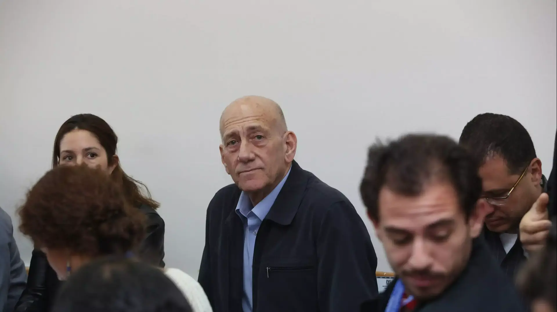 אהוד אולמרט בבית המשפט המחוזי בירושלים, מרץ 2015