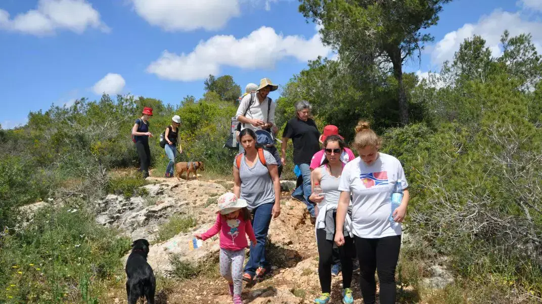 מטיילים בשביל ישראל ביער חוף הכרמל, אפריל 2015 מטיילים בשביל ישראל ביער חוף הכרמל, אפריל 2015