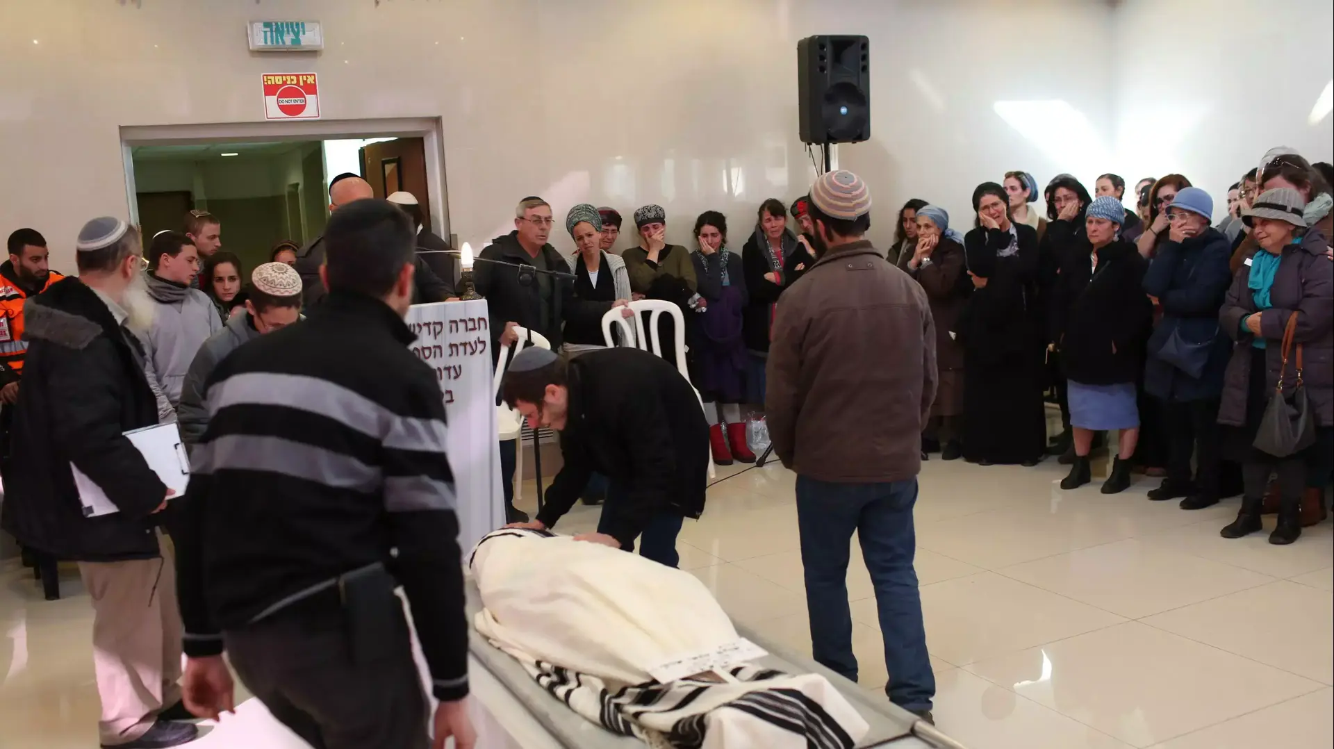 הלוויתו של שלום יוחאי שרקי שנהרג בפיגוע הדריסה, בגבעת שאול, ירושלים. אפריל 2015