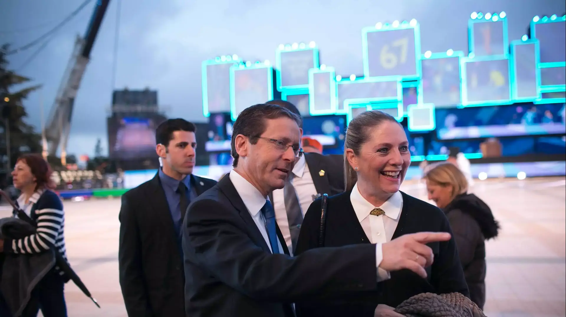 יצחק ומיכל הרצוג, טקס הדלקת המשואות, הר הרצל יצחק ומיכל הרצוג, טקס הדלקת המשואות, הר הרצל