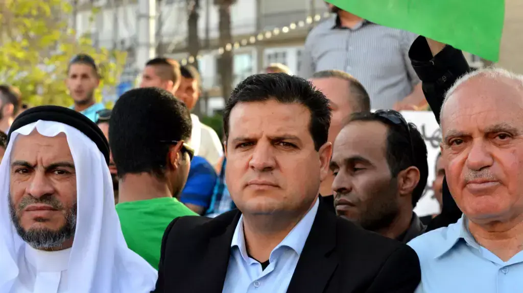 איימן עודה בהפגנה של ערבים נגד הריסת בתים, כיכר רבין. אפריל 2015 איימן עודה בהפגנה של ערבים נגד הריסת בתים, כיכר רבין. אפריל 2015