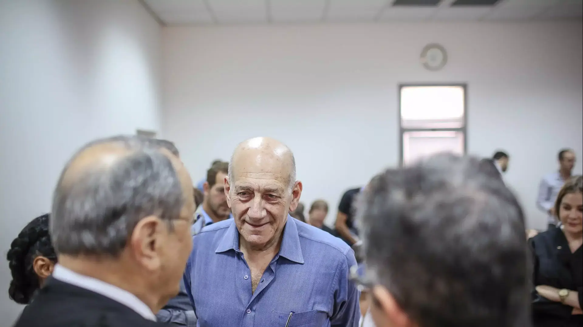 אהוד אולמרט בבית המשפט המחוזי בירושלים, מאי 2015
