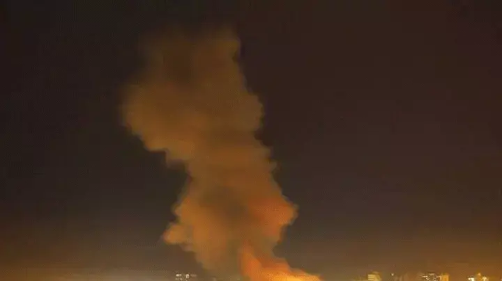 פיצוץ במערב העיר עזה לאחר ירי רקטות לעבר ישראל, יוני 2015 פיצוץ במערב העיר עזה לאחר ירי רקטות לעבר ישראל, יוני 2015