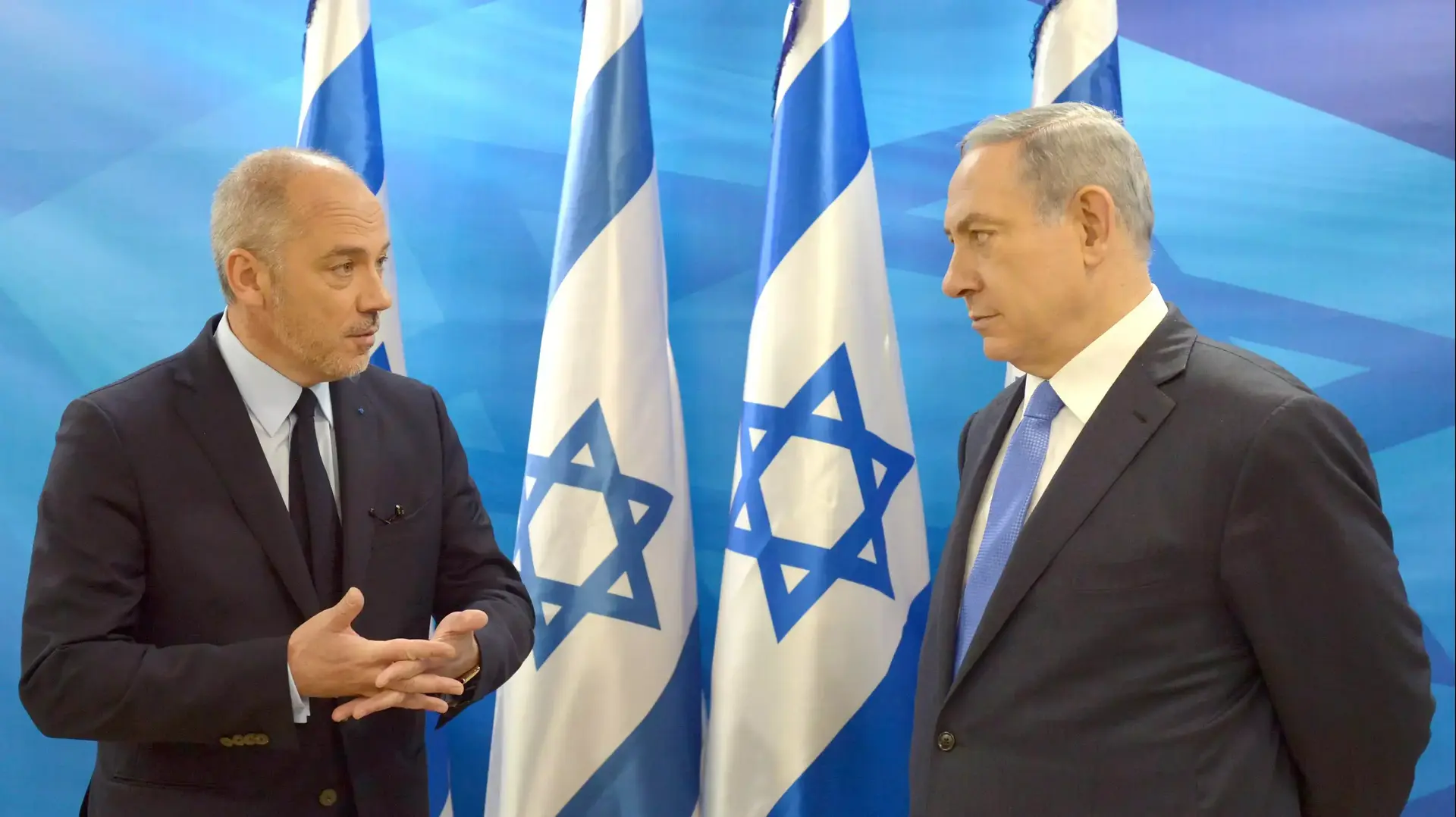 ראש הממשלה בנימין נתניהו בפגישה עם מנכ"ל אורנג' סטפן רישר, יוני 2015