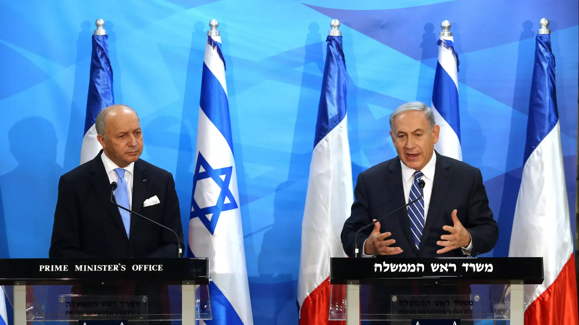ראש הממשלה, בנימין נתניהו, נפגש עם שר החוץ הצרפתי, לורן פביוס, יוני 2015