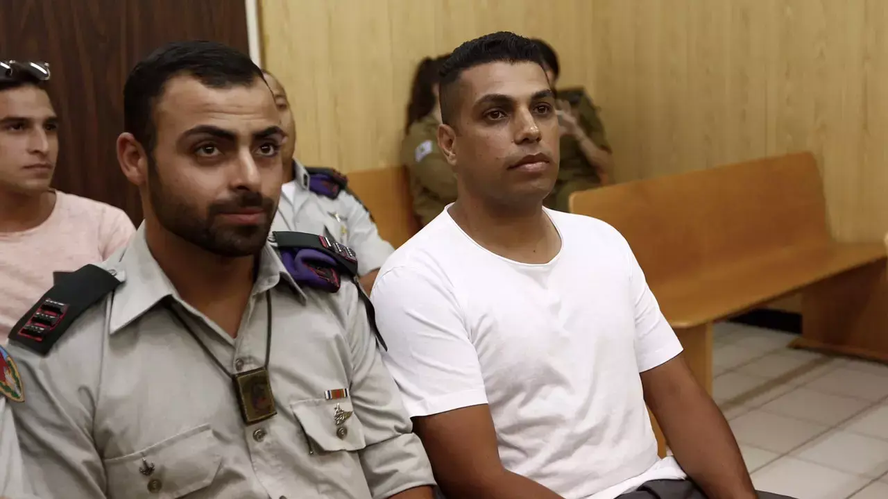 לירן חג'בי בבית הדין הצבאי בהכרעה בעונשו, יוני 2015 לירן חג'בי בבית הדין הצבאי בהכרעה בעונשו, יוני 2015