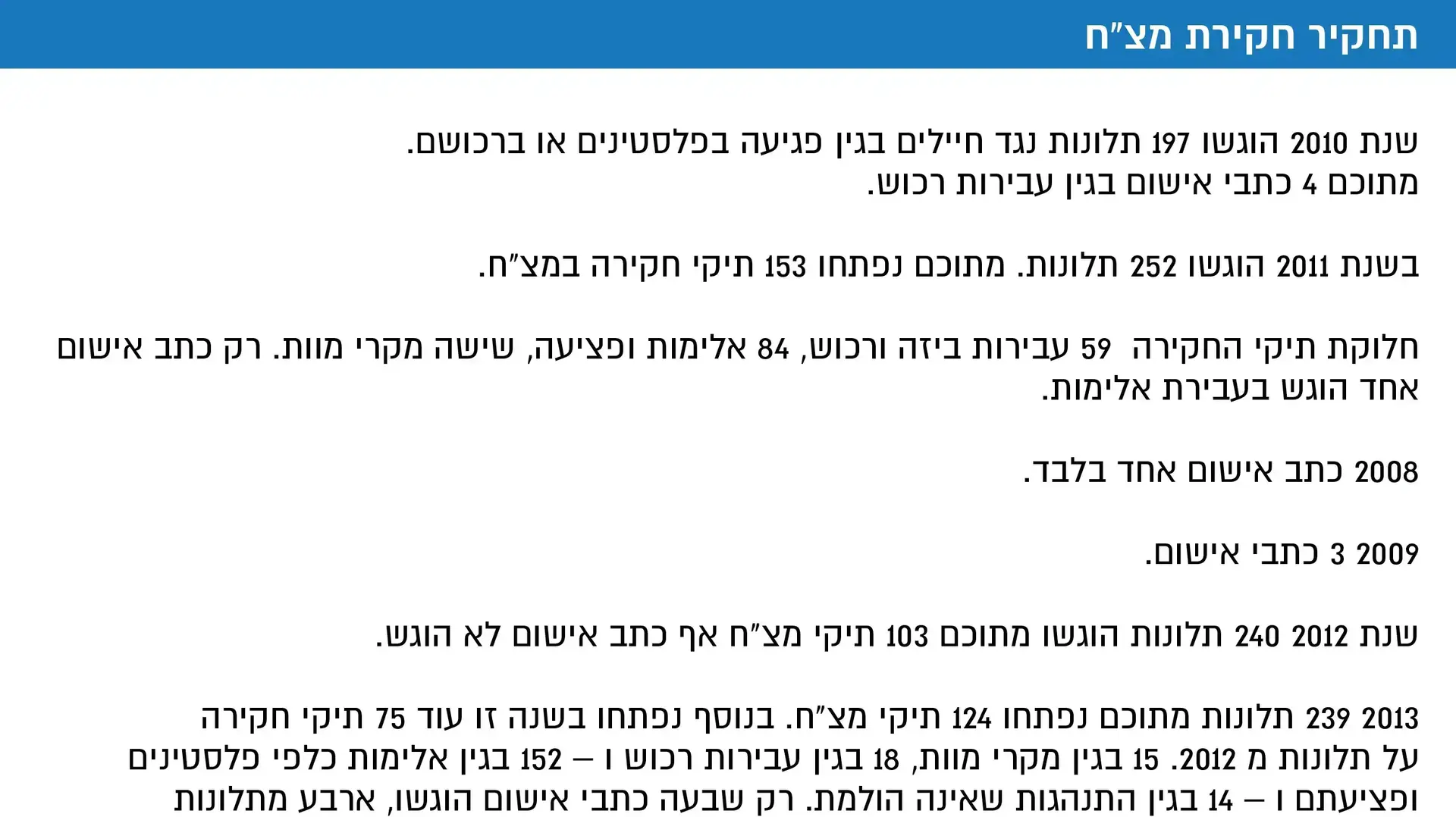 תחקיר חקירת מצ"ח תחקיר חקירת מצ"ח