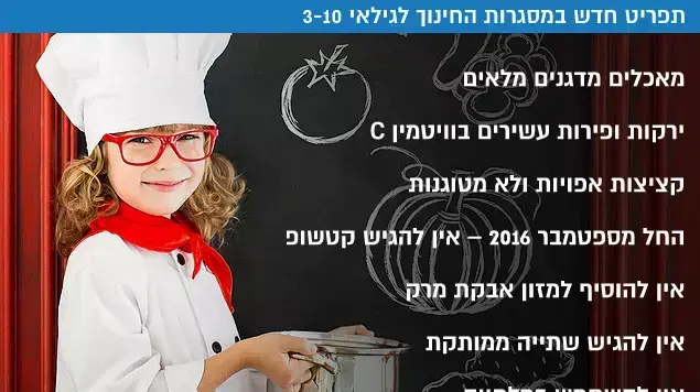 תפריט ארוחת צהריים בצהרונים לפי הנחיות משרד הבריאות תפריט ארוחת צהריים בצהרונים לפי הנחיות משרד הבריאות