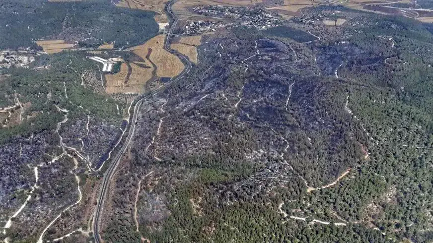 תיעוד נזקי השריפה שאירעה באזור בית שמש, יולי 2015