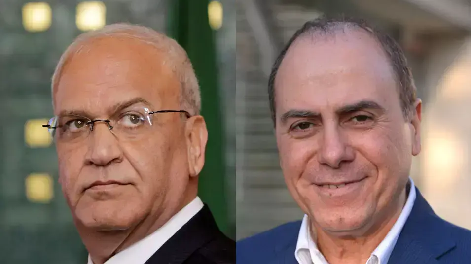 שר הפנים סילבן שלום והממונה על המו"מ ברשות הפלסטינית סאיב עריקאת שר הפנים סילבן שלום והממונה על המו"מ ברשות הפלסטינית סאיב עריקאת