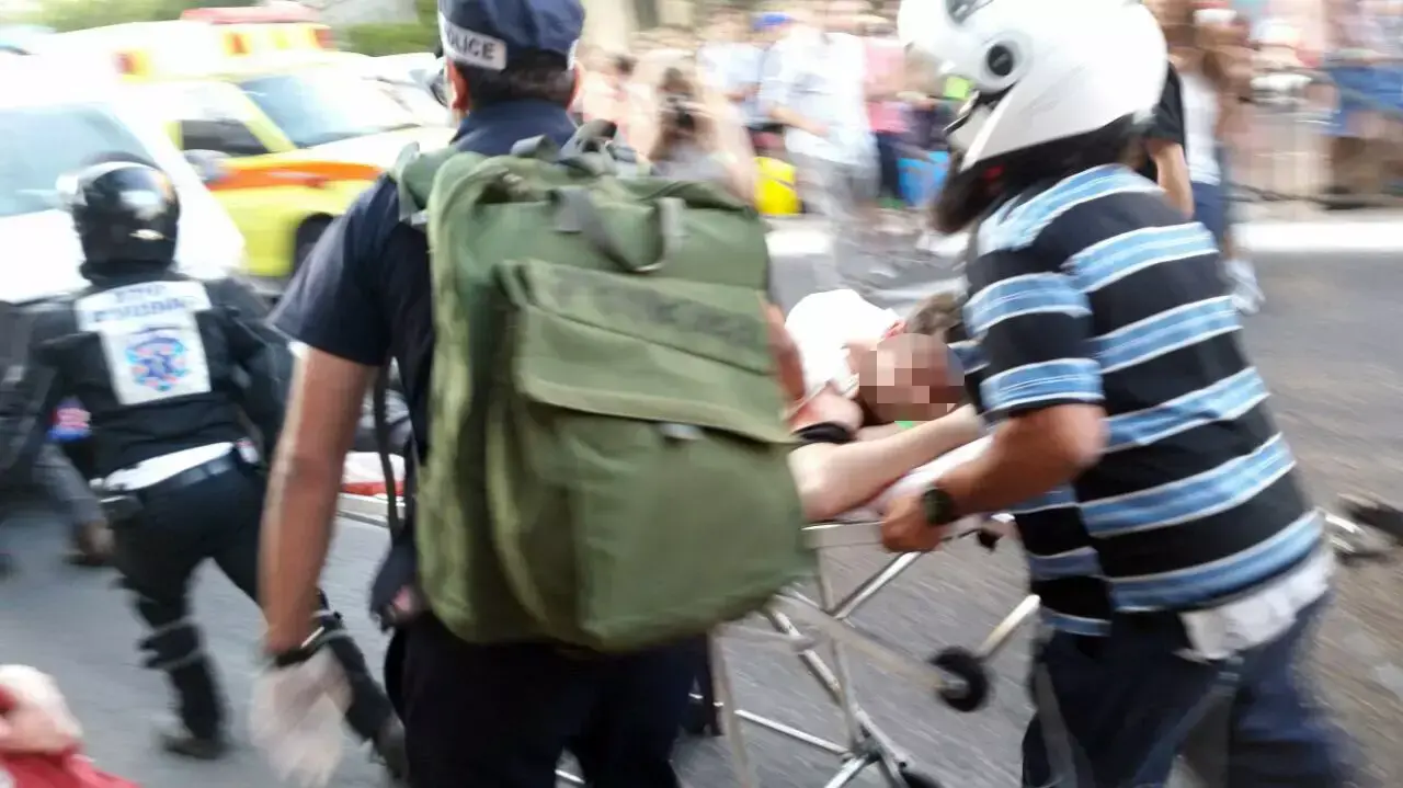 פצועים במצעד הגאווה, ירושלים. יולי 2015