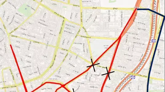 מפת שינויי תנועה בקווי הלילה עקב עבודות הרכבת הקלה בתל אביב מפת שינויי תנועה בקווי הלילה עקב עבודות הרכבת הקלה בתל אביב