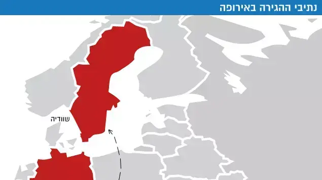 מפת נתיבי ההגירה באירופה 