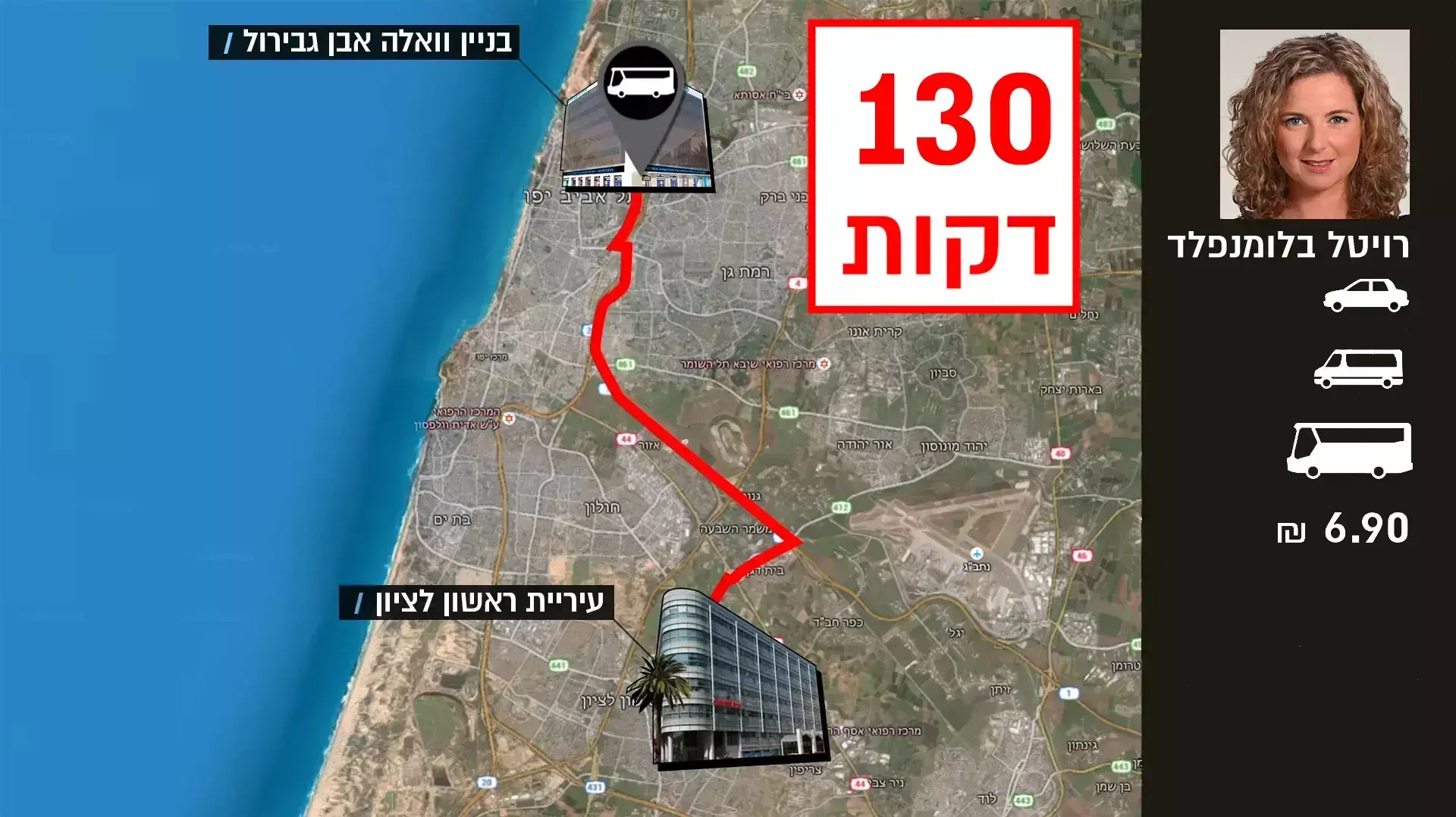 תזמון: מבניין העירייה בראשון לציון לבית וואלה בתל אביב תזמון: מבניין העירייה בראשון לציון לבית וואלה בתל אביב