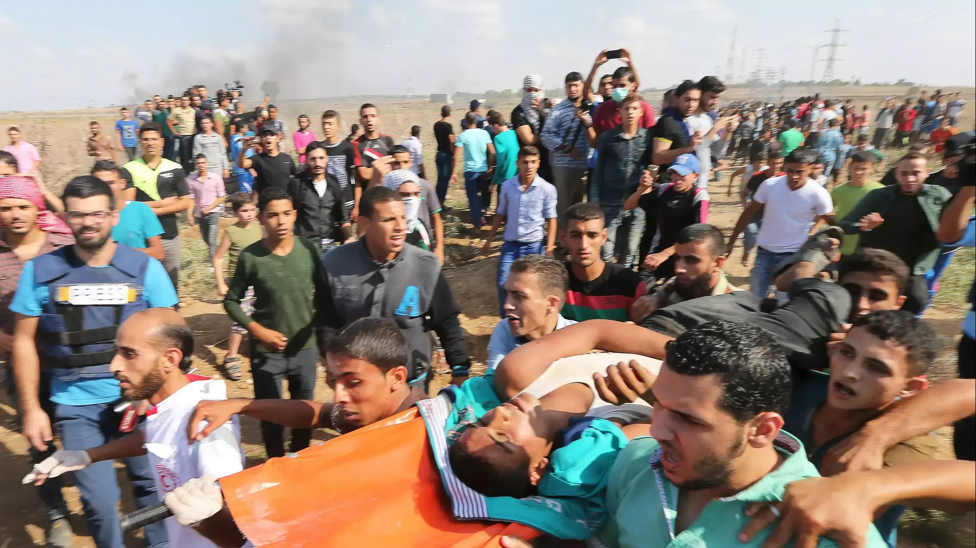 פצוע בעימותים בין צה"ל ומפגינים פלסטינים בסמוך לגדר הגבול עם עזה, אוקטובר 2015