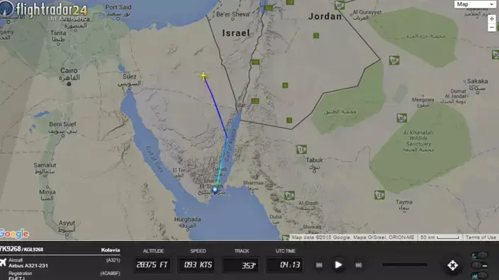 האזור שבו התרסק מטוס הנוסעים הרוסי בסיני, ומידע על הגובה והמהירות בעת ההתרסקות, אוקטובר 2015 האזור שבו התרסק מטוס הנוסעים הרוסי בסיני, ומידע על הגובה והמהירות בעת ההתרסקות, אוקטובר 2015