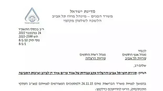 סגירת חופי הים בתל אביב ובהרצליה, נובמבר 2015 סגירת חופי הים בתל אביב ובהרצליה, נובמבר 2015