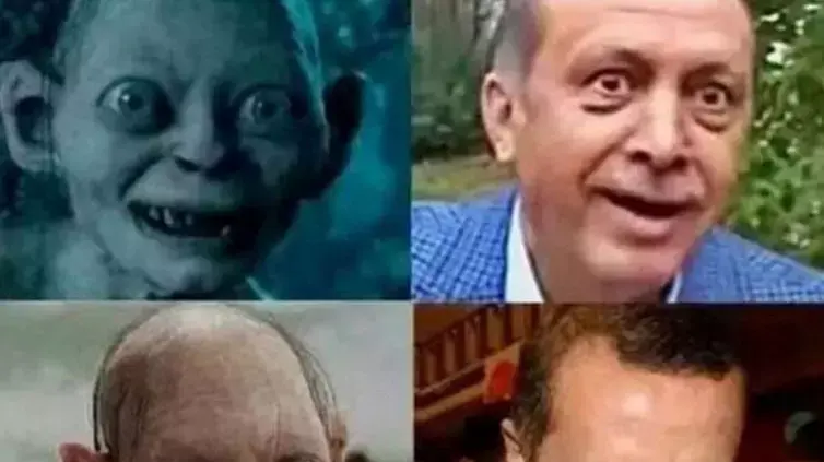 תמונות המשוות בין נשיא טורקיה רג'פ טייפ ארדואן לבין דמותו של "גולום" מסדרת "שר הטבעות"