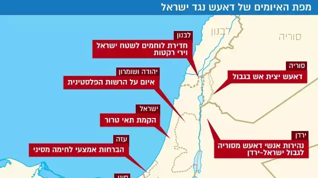 מפת האיומים של דאעש נגד ישראל מפת האיומים של דאעש נגד ישראל