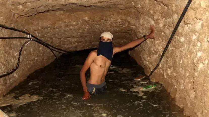 מנהרה מרצועת עזה שהוצפה במצרים מנהרה מרצועת עזה שהוצפה במצרים