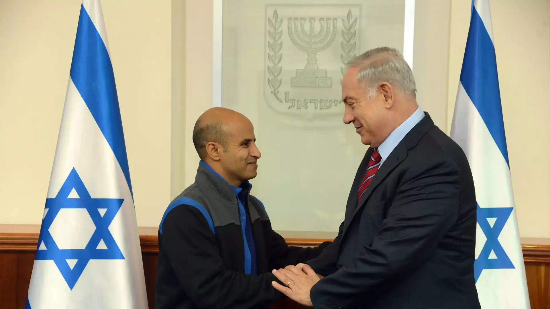 עודה תראבין ששוחרר מהכלא המצרי נפגש עם ראש הממשלה בנימין נתניהו. דצמבר 2015