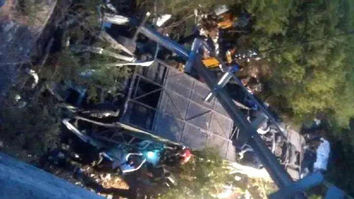 אוטובוס ועליו 60 שוטרים נפל מגובה של 20 מטרים בארגנטינה, דצמבר 2015 אוטובוס ועליו 60 שוטרים נפל מגובה של 20 מטרים בארגנטינה, דצמבר 2015
