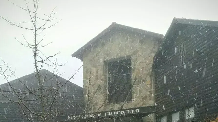 שלג בקיבוץ מרום גולן שבצפון רמת הגולן, ינואר 2016 שלג בקיבוץ מרום גולן שבצפון רמת הגולן, ינואר 2016