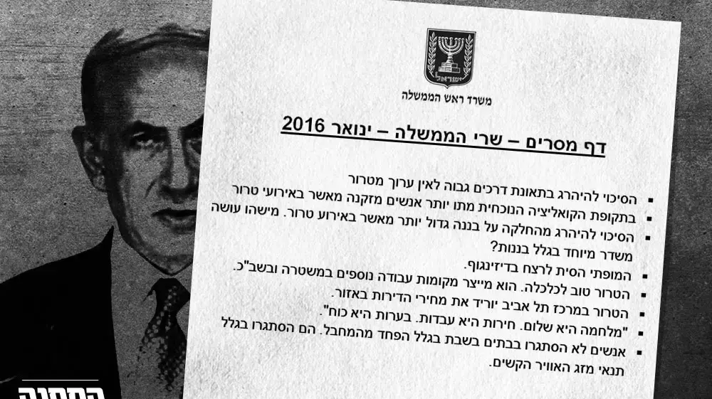 המחנה ציוני פרסמה את "דף המסרים" של שרי הממשלה אחרי הפיגוע בתל אביב, ינואר 2016 המחנה ציוני פרסמה את "דף המסרים" של שרי הממשלה אחרי הפיגוע בתל אביב, ינואר 2016