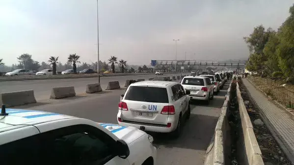 שיירת סיוע של האו"ם בדרך לעיירה מדאיה, 11 בינואר 2016 שיירת סיוע של האו"ם בדרך לעיירה מדאיה, 11 בינואר 2016